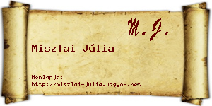 Miszlai Júlia névjegykártya