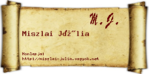 Miszlai Júlia névjegykártya